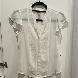 H&M White Blouse with Ruffle Sleeves